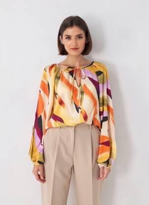 Bluză țesătură poplin mâneci lungi portocalie VERO MODA femeie