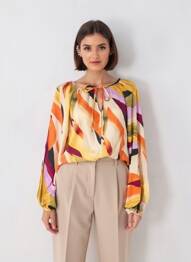 Bluză imprimeu fantezie mâneci lungi portocaliu VERO MODA femeie