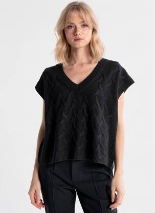 Pulover guler în v fără mâneci negru VERO MODA femeie