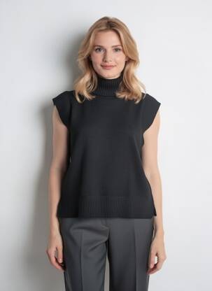 Pulover croială dreaptă fără mâneci negru VERO MODA femeie