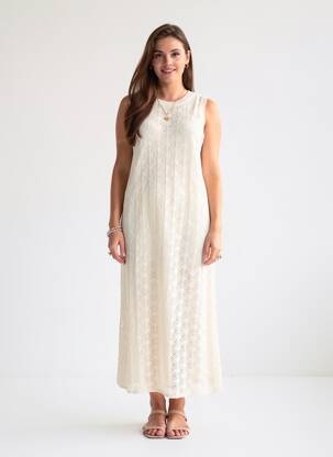 Rochie lungă fără mâneci fără mâneci bej VERO MODA femeie