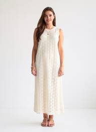 Rochie lungă fără mâneci fără mâneci bej VERO MODA femeie