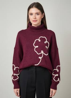 Pulover cu guler înalt mâneci lungi mâneci lungi violet VERO MODA femeie