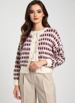 Vestă cu mâneci lungi guler rotund bej VERO MODA femeie