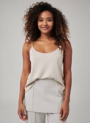 Top bretele subțiri bretele subțiri bej VERO MODA femeie