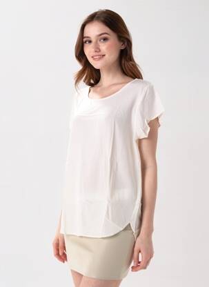 Tricou croială dreaptă mâneci scurte alb VERO MODA femeie