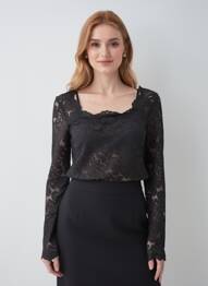 Top guler pătrat mâneci lungi negru VERO MODA femeie