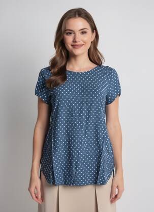 Tricou croială dreaptă mâneci scurte albastru VERO MODA femeie