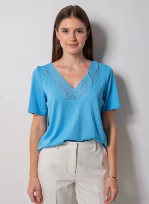 Tricou croială dreaptă mâneci scurte albastru VERO MODA femeie