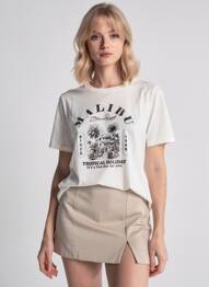 Tricou croială dreaptă mâneci scurte alb B.YOUNG femeie