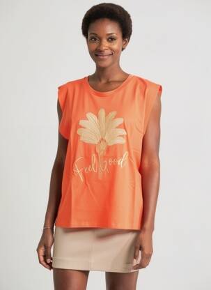 Tricou croială dreaptă mâneci scurte portocaliu RUE MAZARINE femeie