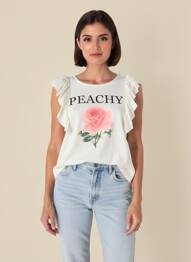 Tricou croială dreaptă mâneci scurte alb B.YOUNG femeie
