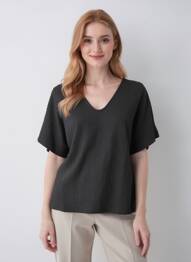 Top elasticitate mâneci scurte negru B.YOUNG femeie