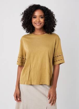 Tricou croială cambrată mâneci scurte verde RUE MAZARINE femeie