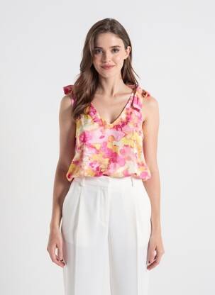 Bluză țesătură poplin fără mâneci roz VERO MODA femeie