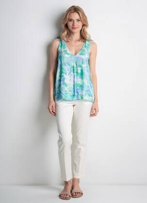 Bluză țesătură poplin fără mâneci albastru VERO MODA femeie