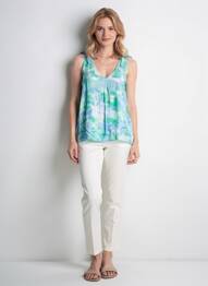 Bluză imprimeu fantezie fără mâneci albastru VERO MODA femeie