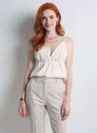Top elasticitate bretele subțiri bej VERO MODA femeie