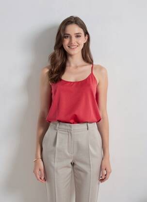 Tricou elasticitate bretele subțiri roșu VERO MODA femeie