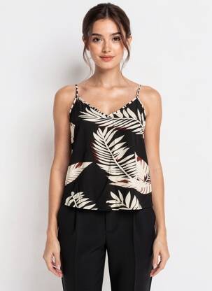 Top imprimeu fantezie bretele subțiri negru VERO MODA femeie