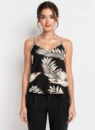 Top imprimeu fantezie bretele subțiri negru VERO MODA femeie