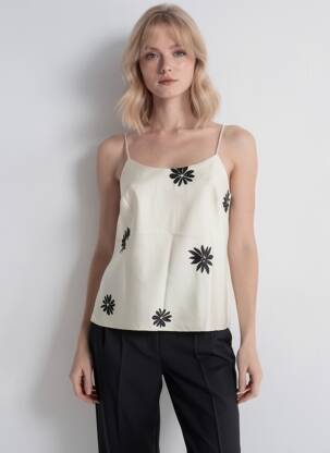 Top croială fluidă bretele subțiri bej AWARE BY VERO MODA femeie
