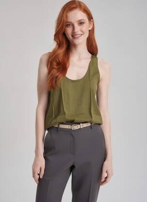 Top croială cambrată fără mâneci verde B.YOUNG femeie