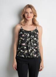 Top imprimeu fantezie bretele subțiri negru VERO MODA femeie