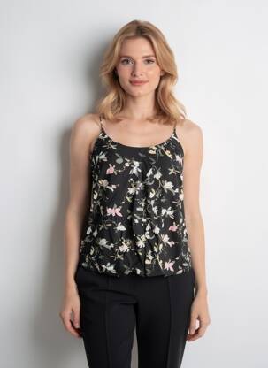 Top imprimeu fantezie bretele subțiri negru VERO MODA femeie
