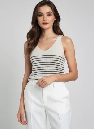Top elasticitate fără mâneci bej VERO MODA femeie