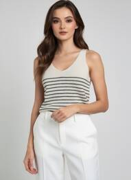 Top elasticitate fără mâneci bej VERO MODA femeie