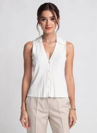 Top elasticitate fără mâneci alb VERO MODA femeie
