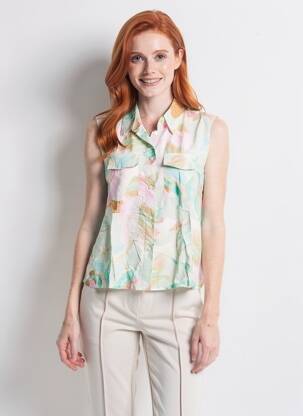 Cămașă croială cambrată fără mâneci verde VERO MODA femeie