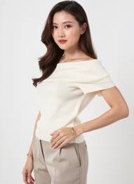 Top elasticitate mâneci scurte bej AWARE BY VERO MODA femeie