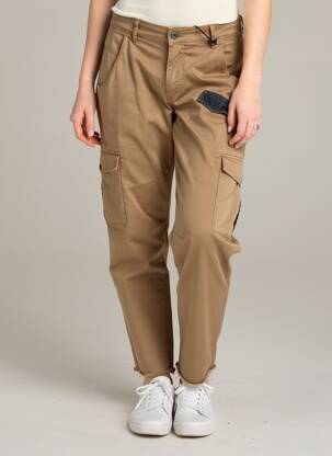 Pantalon cargo țesătură poplin mărime normală maro IMPERIAL femeie
