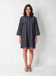 Rochie scurtă mâneci 3/4 mâneci 3/4 negru PLEASE femeie