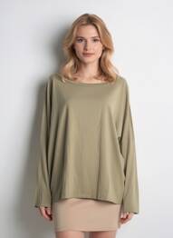 Tricou mâneci lungi mâneci lungi verde PLEASE femeie