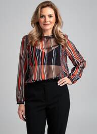 Bluză guler rotund mâneci lungi negru CHRISTINE LAURE femeie