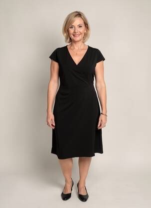 Rochie midi mâneci scurte mâneci scurte negru TELMAIL femeie