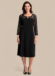 Rochie midi mâneci 3/4 mâneci 3/4 negru GUY DUBOUIS femeie