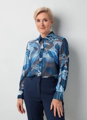 Cămașă țesătură crep mâneci lungi albastru GREGORY PAT femeie