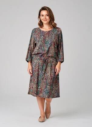 Rochie midi mâneci 3/4 mâneci 3/4 negru GEVANA femeie