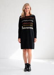 Rochie pulover croială cambrată mâneci lungi negru TELMAIL femeie