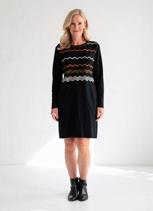 Rochie pulover croială cambrată mâneci lungi negru TELMAIL femeie