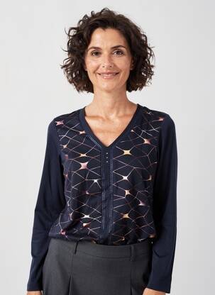 Tricou mâneci lungi mâneci lungi albastru GREGORY PAT femeie