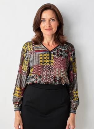 Bluză țesătură poplin mâneci lungi negru GEVANA femeie
