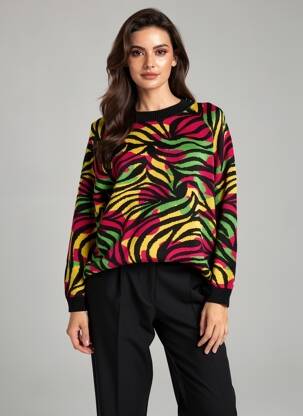 Pulover croială dreaptă mâneci lungi negru EPINE & NOISETTE femeie