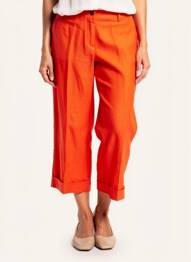 Pantalon 7/8 talie cu cleme talie joasă portocaliu TONI femeie