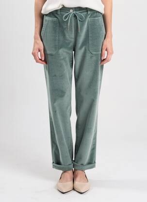 Pantalon drept elasticitate talie înaltă verde C'EST BEAU LA VIE femeie