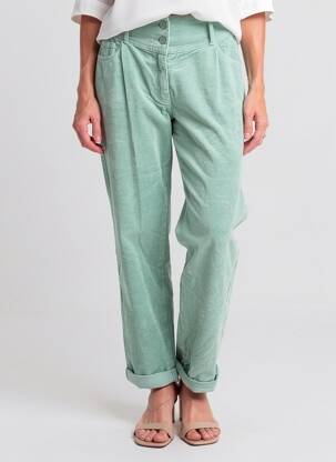 Pantalon drept elasticitate talie înaltă verde C'EST BEAU LA VIE femeie